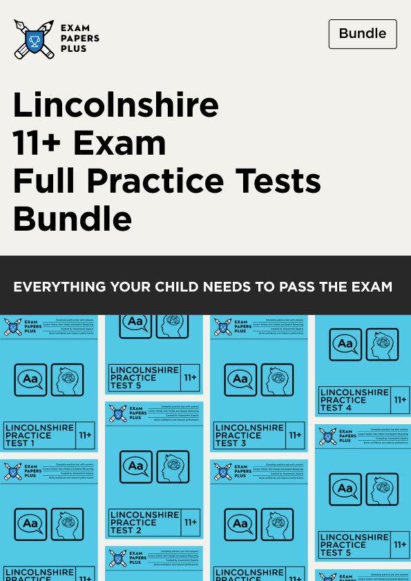Lincolnshire - 11+ (11 Plus) Exam, Full Practice Tests 1-5 Bundle