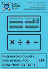 Chelmsford County High School for Girls 11+ level mathematics exam sections